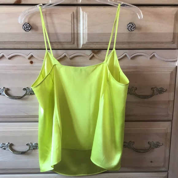 Rag & Bone | 100% Silk Racquel Satin-Paneled Neon Silk Crepe De Chine Camisole - Picture 9 of 9